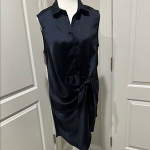 Aqua Black Asymmetrical Sheath Dress Cocktail